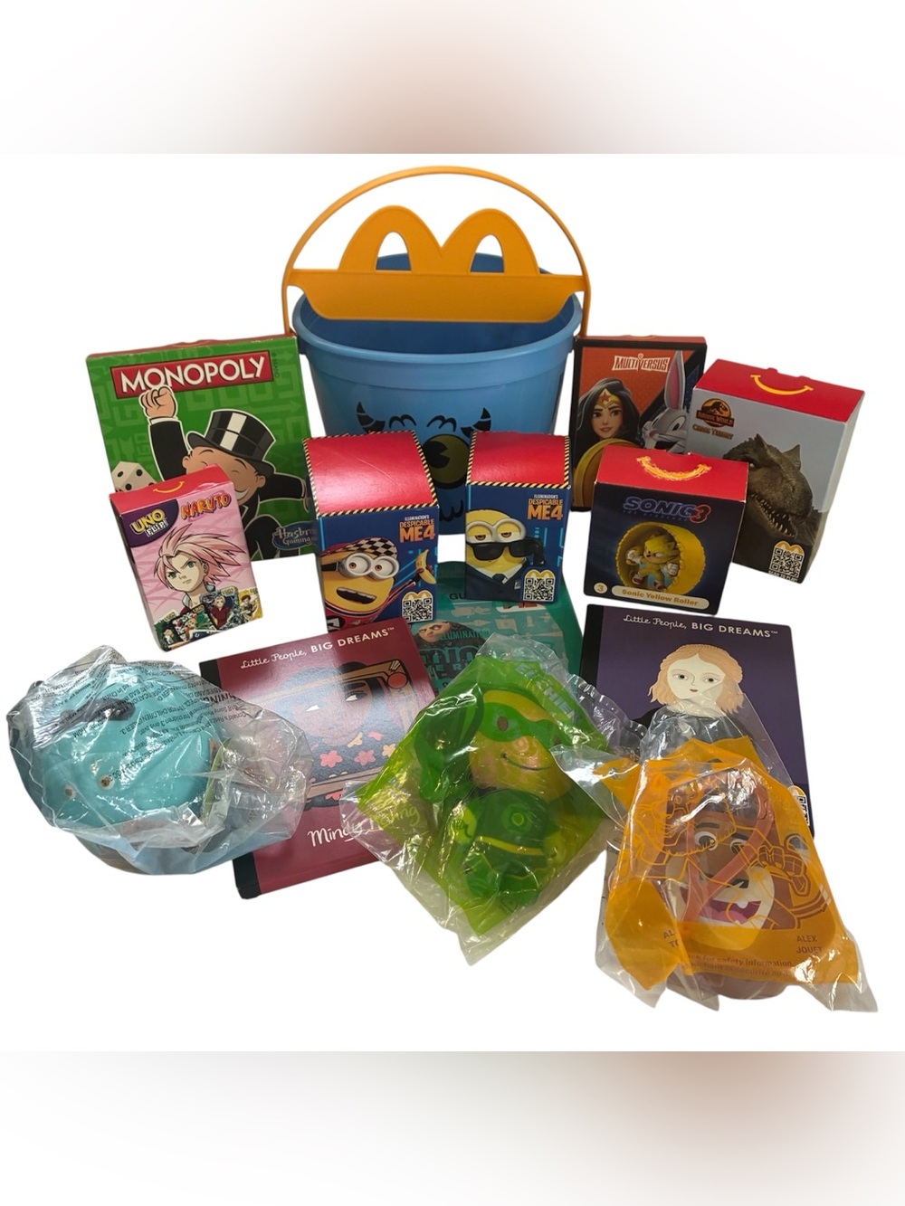 MCDONALD’S HAPPY MEAL TOY BUNDLE HALLOWEEN BUCKET MINIONS UNO SONIC MONOPOLY